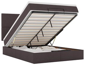 3313923 vidaXL Османска легло с матрак и LED, тъмнокафяво, 140x190 см, плат