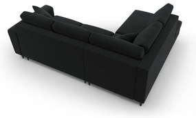 Черен кадифен разтегателен ъглов диван с място за съхранение (ляв ъгъл/L форма) Kyoto – Cosmopolitan Design