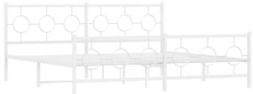 376299 vidaXL Метална рамка за легло с горна и долна табла, бяла, 193x203 см