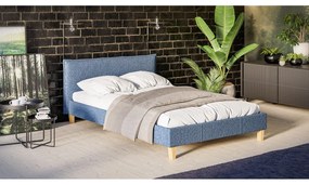 Синьо тапицирано двойно легло с решетка 140x200 cm Tina - Ropez