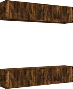 3188659 vidaXL Комплект ТВ шкафове от 6 части, опушен дъб, инженерно дърво