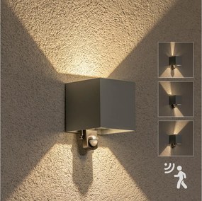 BRILAGI - LED външно стенно осветително тяло със сензор CUBE LED/6W/230V сиво IP65