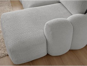 Светлосив сгъваем/с място за съхранение ъглов диван от прежда с примки от букле (десен ъгъл) Montaigne – Bobochic Paris