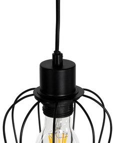 Рустикална подова лампа черна с дърво 2-светлина - Stronk