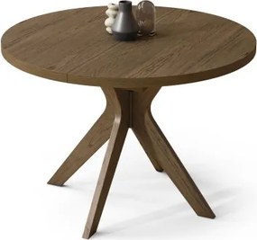 РЕНЦО Опушен Дъб - КРЪГЛА ДЪРВЕНА МАСА Ø110 РАЗТЕГАТЕЛНА ДО 180 СМ | ЗА КУХНЯ ТРАПЕЗАРИЯ ХОЛ РЕТРО