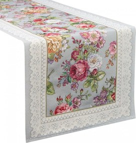 Сива гобленова покривка с романтичен модел на цветя Ширина: 140 см | Дължина: 180 см