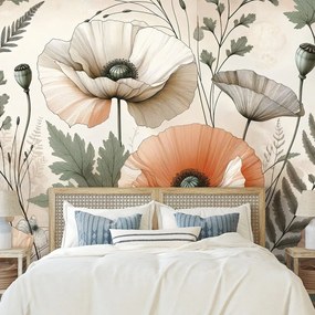 Тапет – Пастелни макови цветя