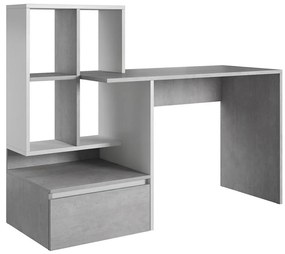 Писмено бюро с полица MARLO, бетонно сиво/бяло