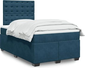 3293198 vidaXL Боксспринг легло с матрак, синьо, 120x200 см, кадифе