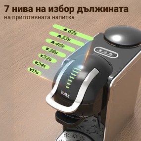 Втора ръка: Еспресо машина за мляно кафе и капсули 8в1 Oliver Voltz OV51171K8R, 1450W, 0.8 л, 5 адаптера, 19 bar, Черен/Сребрист