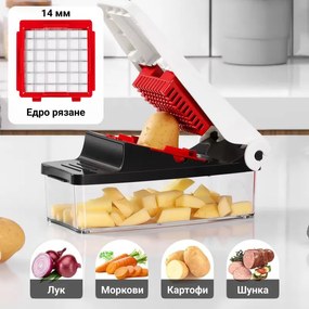Мултифункционална преса Izibizi PS-331A, 1.2 л, 2 ножа, Неръждаема стомана, Гумени крачета, Без BPA, Бял/Черен