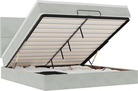 3314270 vidaXL Османска легло с матраци и LED, светлосиво, 200x200 см, кадифе