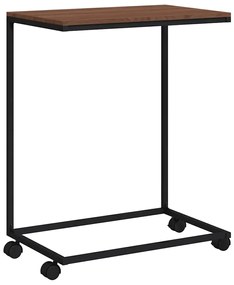 343100 vidaXL Помощна маса с колелца черна 55x35x70 см инженерно дърво