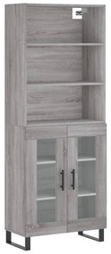 3189347 vidaXL Висок шкаф, сив сонома, 69,5x34x180 см, инженерно дърво