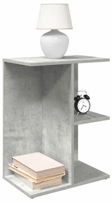 858656 vidaXL Нощна масичка, бетонно сива, 46,5x29x61 см, инженерно дърво