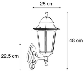 Външна стенна лампа черна с датчик за движение IP44 - New Orleans up