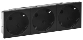 Legrand Контакт шуко ТРОЕН 45° 16A 6 мод. цвят Черен мат Mosaic - 079373L