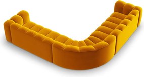 Жълт кадифен модулен ъглов диван Lupine – Micadoni