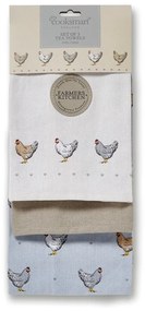 Комплект от 3 сини памучни кухненски кърпи Фермери Farmers Kitchen - Cooksmart ®
