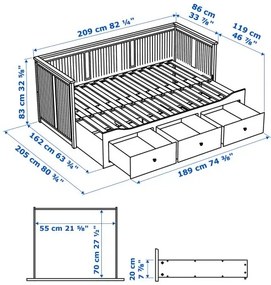 HEMNES кушетка с 3 чекмеджета 405.838.40