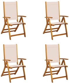 3279235 vidaXL Сгъваеми градински столове, 4 бр, акация масив и textilene