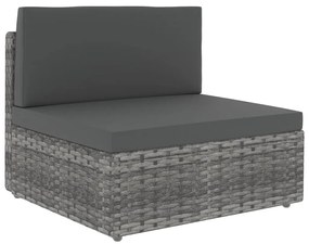 3067174 vidaXL Градински лаундж комплект с възглавници 8 части полиратан сив