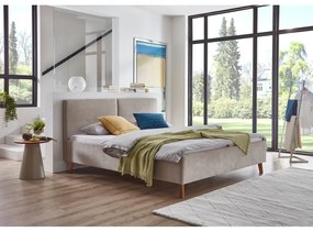 Бежово двойно легло 160x200 cm тапицирано с включена подматрачна рамка Piano – Meise Möbel