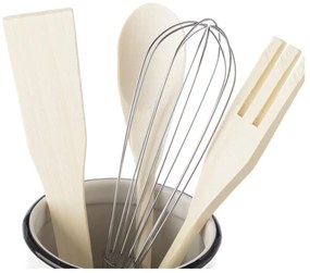 Бамбуков комплект кухненски прибори 4 бр. с поставка - Casa Selección