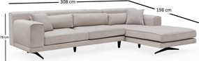 Светлобежов ъглов диван , десен ъгъл Jivago - Artie
