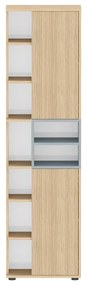 Сив висок шкаф за баня в дъбов декор 50x182 cm Kube - TemaHome