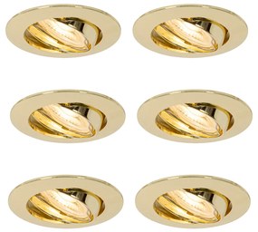 Комплект от 6 вградени прожектора месинг GU10 35 mm - Edu
