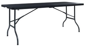Sonata Сгъваема градинска маса черна 180x75x72 см HDPE имитация ратан