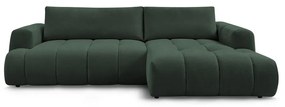Зелен сгъваем/с място за съхранение ъглов диван (десен ъгъл) Fuji – Bobochic Paris