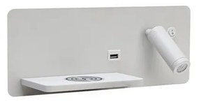 Immax 08286L-LED Стенна лампа с рафт, USB и безжично зареждане LED/3W/230V + LED/3W