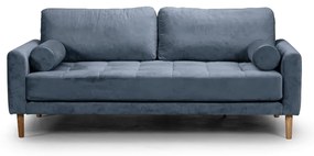 Двуместен диван Midcentury в светлосиво кадифе, 180/93/66 см
