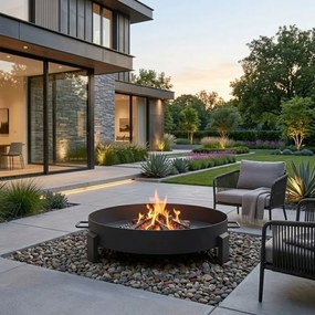 Градинска камина от чугун 60 см - преносима камина за дърва в градината