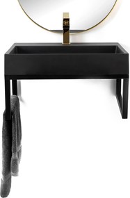 Умивалник мраморен композит  Rea GOYA BLACK MAT 60CM + рамка