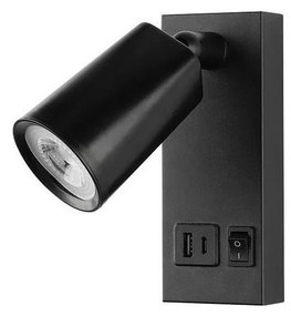 LED Стенен спот с  USB LED/5W/230V черен