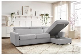 Светлосив разтегателен ъглов диван (променлив) Monaco – Bobochic Paris