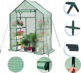 Градинска оранжерия с фолио и рафтове 73 x 140 m x 200 cm