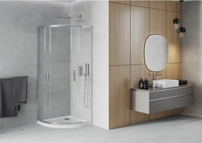 Mexen Rio душ кабина полукръгла 90 x 90 см, прозрачна, хром + корито Flat, бял