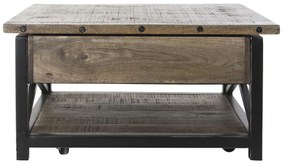 Маса за кафе с повдигаща се горна част DKD Home Decor 116 x 74 x 44 cm Метал Дърво манго