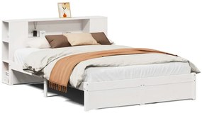 3322356 vidaXL Легло с етажерка за книги, без матрак, 140x190 см, бор масив