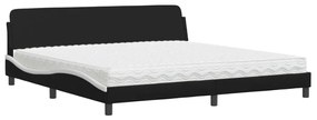 3208482 vidaXL Легло с матрак Dover, черно и бяло, 200x200 см, изкуствена кожа