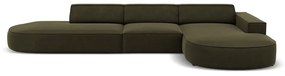 Ъглов диван от зелено кадифе (десен ъгъл) Jodie - Micadoni Home