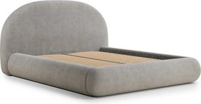 Сиво-бежово двойно легло 160x200 cm тапицирано с място за съхранение с включена подматрачна рамка Maumere – Maison de Rêve