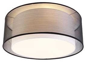 Модерна лампа за плафон черно-бяла 50 см 3-светка - Drum Duo