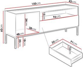 ТВ шкаф Como 1D1SZ-Естествено дърво-Черен