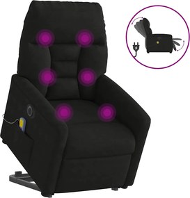 3303111 vidaXL Електрически изправящ масажен реклайнер, черен, микрофибър