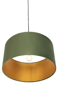 Висяща лампа с кадифен абажур зелен със злато 50 см - Combi